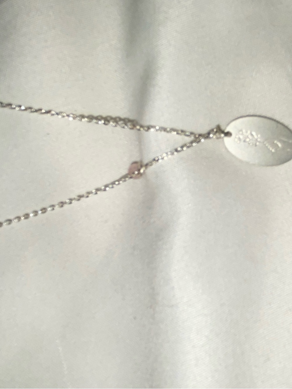 Silver Oval Pendant Necklace with Engraved Detail